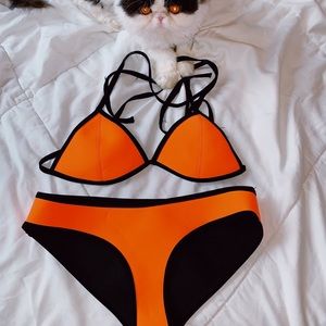 bright neon orange bikini set/ ZAFUL